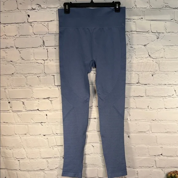 Women's Blue Gray 7/8 Leggings seamless, high-rise waistband, four-way stretch - Picture 5 of 11